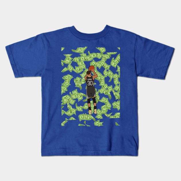 Steph Curry Cash Money Jumpshot - Golden State Warriors Kids T-Shirt by xavierjfong